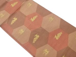 本場筑前博多亀甲に抽象動物模様織出し名古屋帯